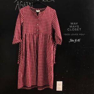 Roolee Hidden Alley Dress Plaid Flannel Red S